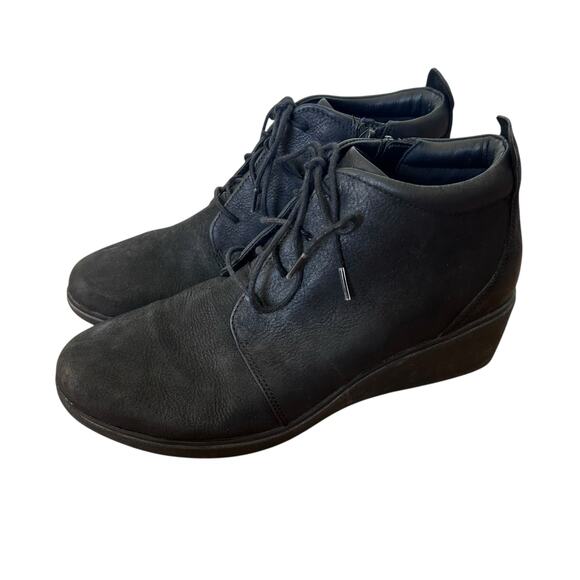 Clarks Un Tallara Eva Black Wedge Ankle Booties Sz 8 - Picture 4 of 10
